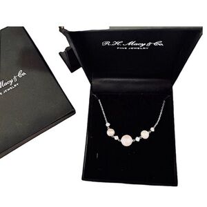 NEW Cultured Pearl & Crystal Frontal Necklace Sterling Silver Chain